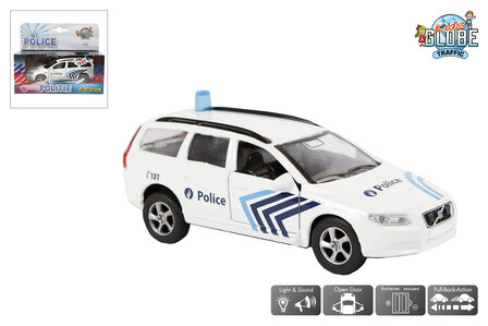 510177  Kids Globe Politie Volvo V70 BE die cast licht geluid pb 12cm