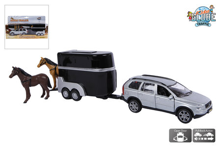 521631  Kids Globe Volvo XC90 met paardentrailer die cast pb 27cm