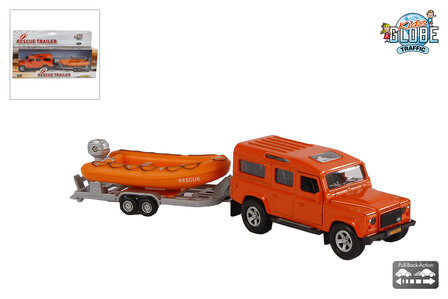 521714  Kids Globe Land Rover met reddingsboot die cast pb 27cm