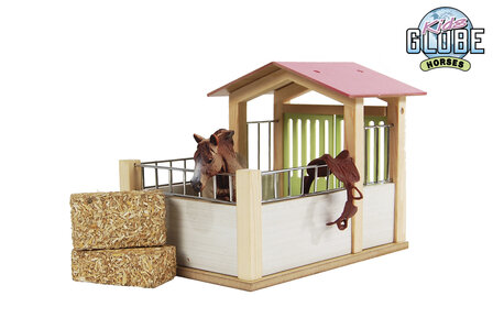 610206  Kids Globe paardenbox 14x21,8x14cm 1:24 roze (excl. accessoires)