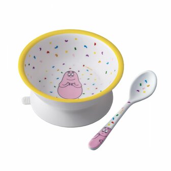 BA702R Bowl met zuignap barbapapa met lepeltje