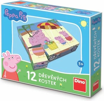 DN641402  Puzzle 12 houten blokjes Peppa Pig