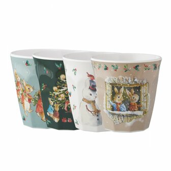 BP711NAS Set 4 bekers kerst Peter Rabbit  220 ml