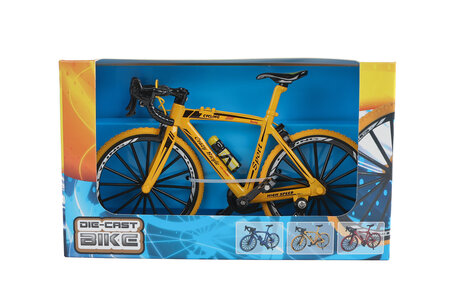 VM541937 Race fiets in open doosje per stuk 3 ass kleur blauw/rood/geel