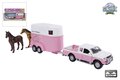 520124  Kids Globe Mitsubishi met paardentrailer die cast roze 27cm