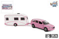 520194  Kids Globe Volvo V70 met caravan die cast pb 30cm roze