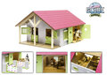 610168  Kids Globe paardenstal roze met 2 boxen en berging 1:24 51x40,5x27,5cm